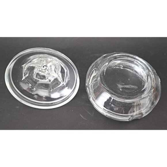 Vintage L E SMITH "MINSTREL" Clear Glass Powder Jar Covered Trinket Box - Picture 5 of 5